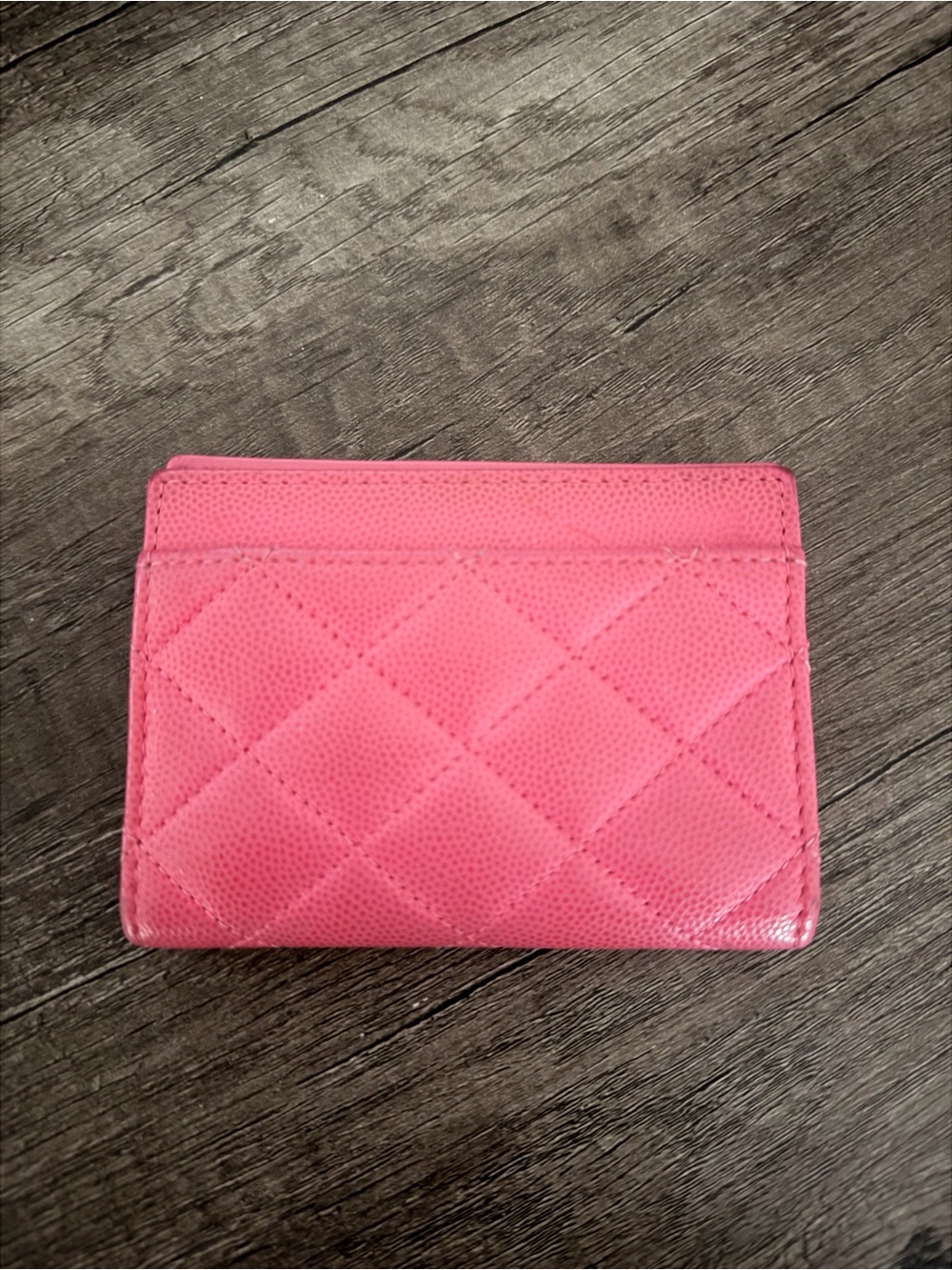 CHANEL Hot Pink Quilted Leather Card Case with CC Logo - Picture 2 of 6